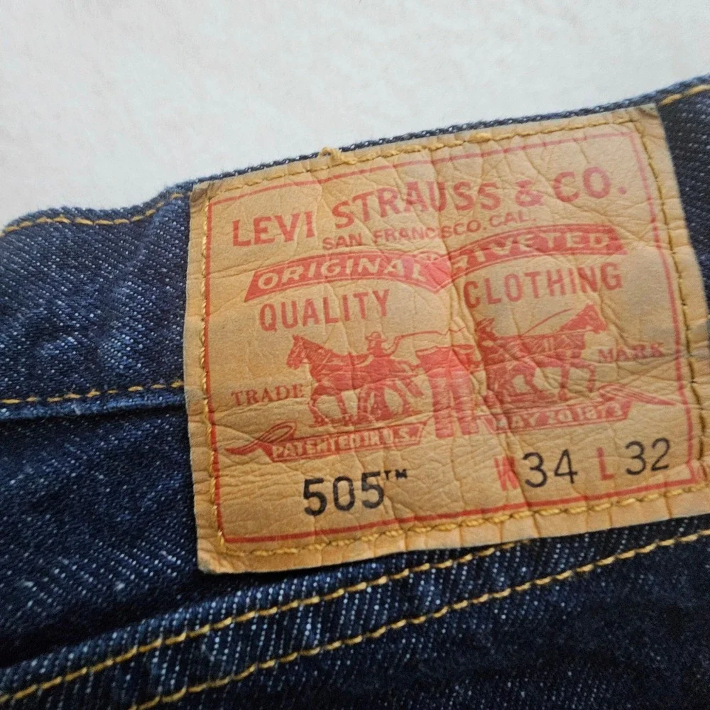 Levis‎ 505 Regular Fit Straight Leg Dark Wash Denim Blue Jeans Mens 34x32 nwot